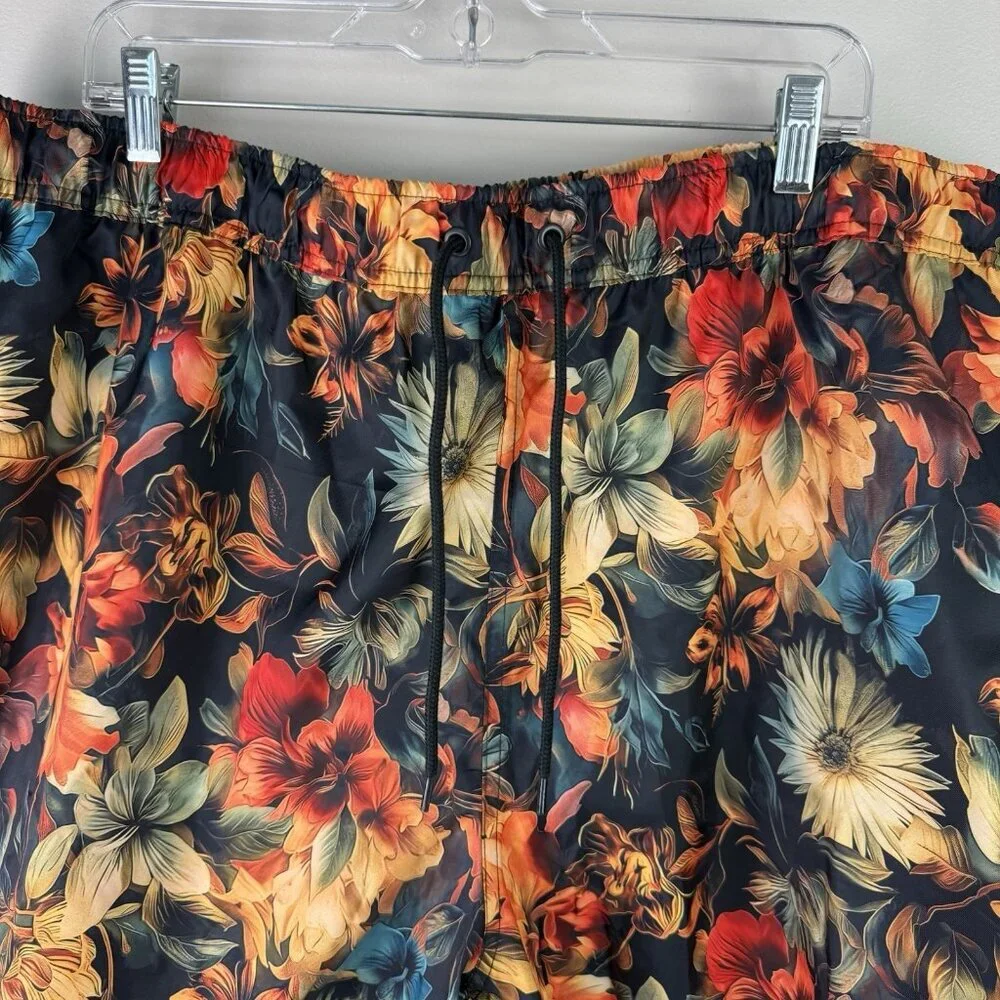 Nike Floral Swim Trunks XXL Standard Fit Above Knee Shorts NWT Black